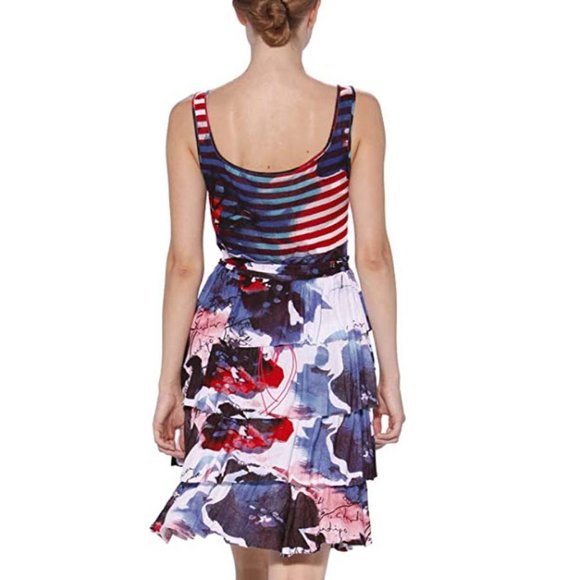 Desigual Women's Vest Hielo Summer Red, White & Blue Dress Large - Picture 2 of 11